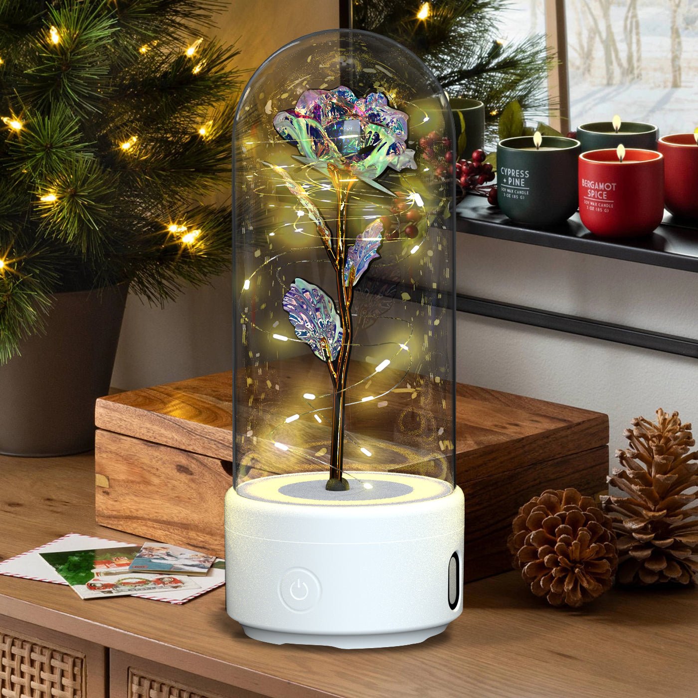 2-in-1 LED Rose Night Light & Bluetooth Speaker Gift for Her - My Trendora Cart
