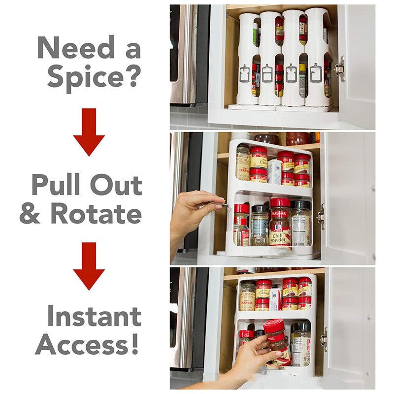 360° Rotating 2-Tier Spice Rack Organizer - My Trendora Cart
