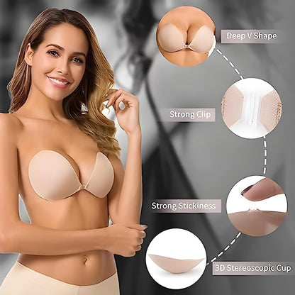 TRENDORA Backless Invisible Push-Up Adhesive Bra