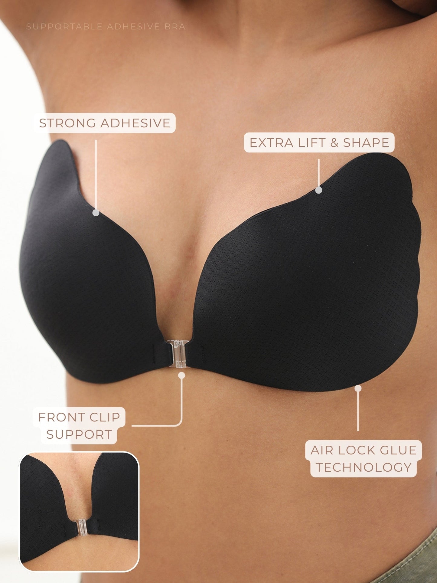 TRENDORA Backless Invisible Push-Up Adhesive Bra