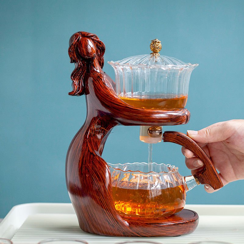 Semi-Automatic Glass Kung Fu Tea Set with Heat-Resistant Teapot - My Trendora Cart