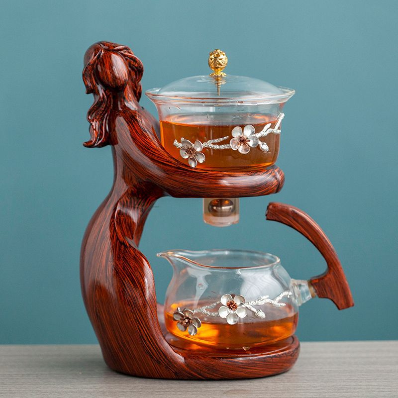 Semi-Automatic Glass Kung Fu Tea Set with Heat-Resistant Teapot - My Trendora Cart