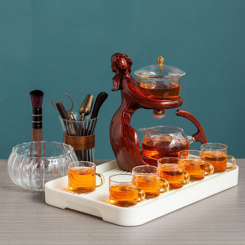 Semi-Automatic Glass Kung Fu Tea Set with Heat-Resistant Teapot - My Trendora Cart