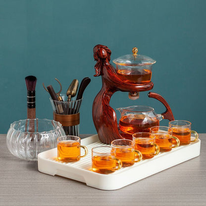 Semi-Automatic Glass Kung Fu Tea Set with Heat-Resistant Teapot - My Trendora Cart