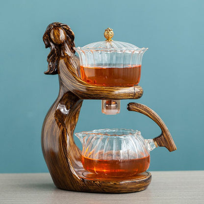 Semi-Automatic Glass Kung Fu Tea Set with Heat-Resistant Teapot - My Trendora Cart