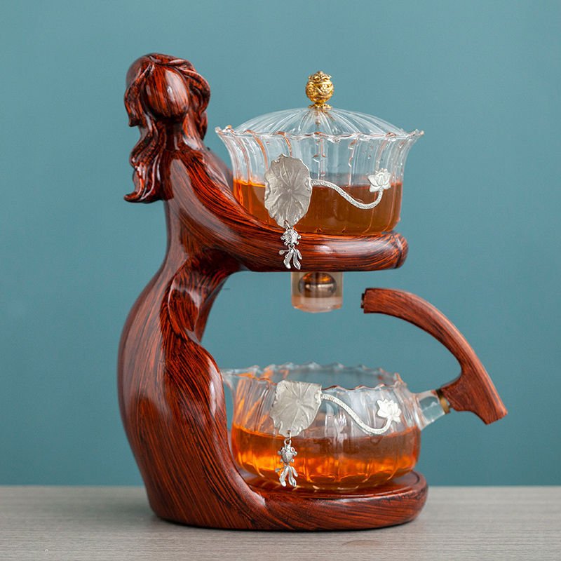 Semi-Automatic Glass Kung Fu Tea Set with Heat-Resistant Teapot - My Trendora Cart