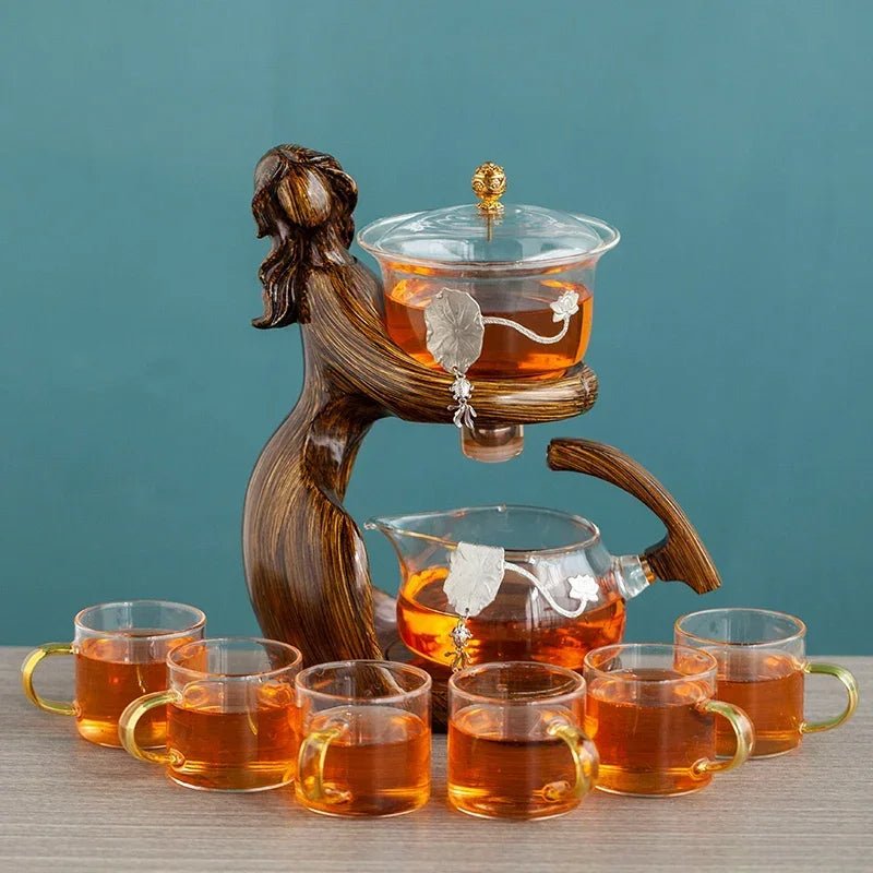 Semi-Automatic Glass Kung Fu Tea Set with Heat-Resistant Teapot - My Trendora Cart