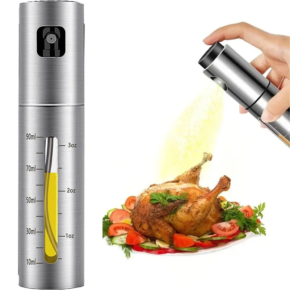 Trendora 2-in-1 Oil Sprayer & Dispenser Bottle – Stainless Steel Kitchen Olive Oil Spray for Cooking, BBQ & Salad - My Trendora Cart